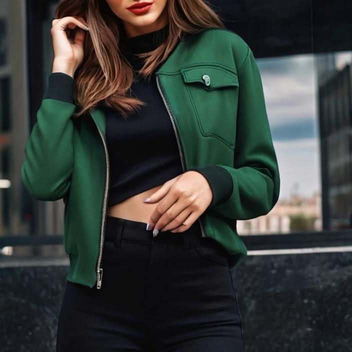 Girls Trending jacket, dark green